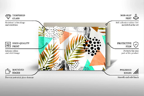 Steklena podloga za rezanje Boho vzorec listov