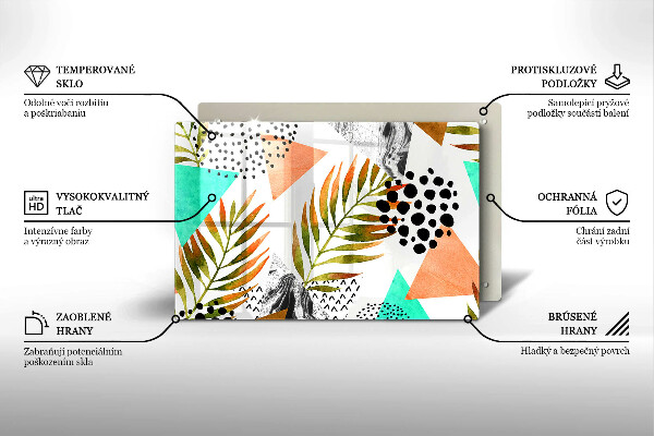 Steklena podloga za rezanje Boho vzorec listov