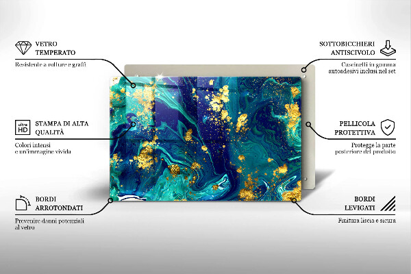 Steklena podloga za rezanje Abstrakcija z zlatom