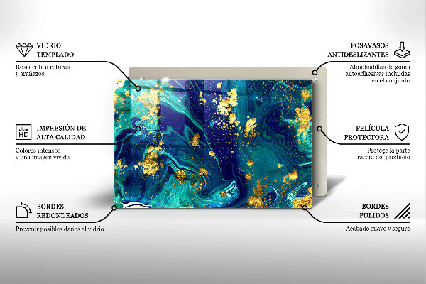 Steklena podloga za rezanje Abstrakcija z zlatom