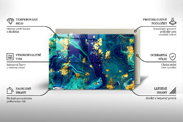 Steklena podloga za rezanje Abstrakcija z zlatom