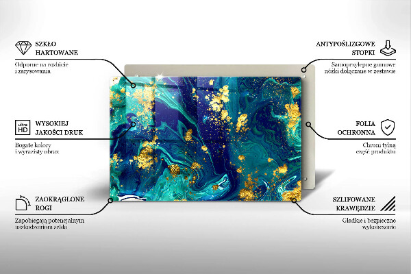Steklena podloga za rezanje Abstrakcija z zlatom