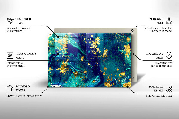 Steklena podloga za rezanje Abstrakcija z zlatom