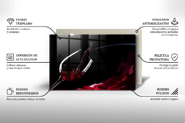 Steklena podloga za rezanje Kozarec rdečega vina