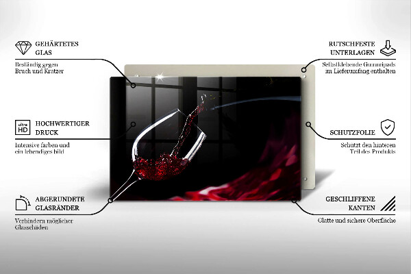 Steklena podloga za rezanje Kozarec rdečega vina