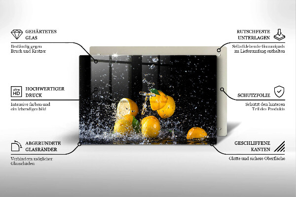 Steklena podloga za rezanje Sočno sadje limone