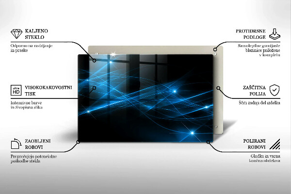 Steklena podloga za rezanje Abstraktni modri dim