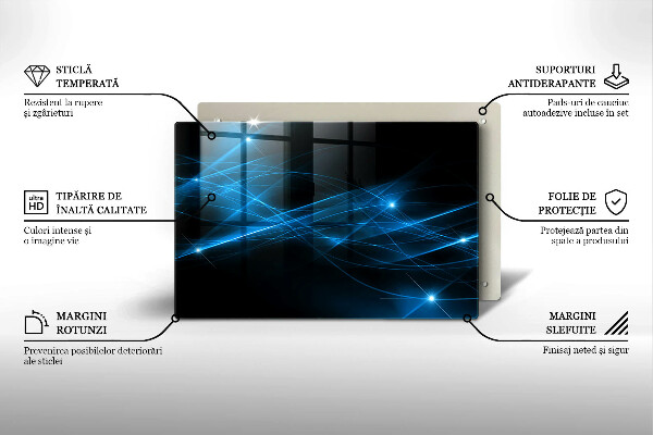 Steklena podloga za rezanje Abstraktni modri dim