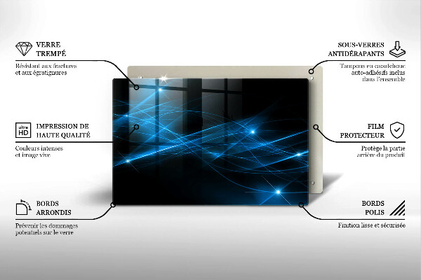 Steklena podloga za rezanje Abstraktni modri dim