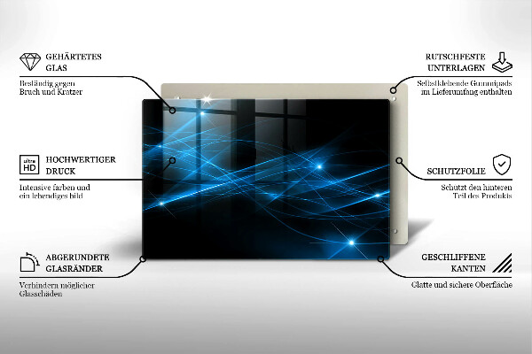 Steklena podloga za rezanje Abstraktni modri dim
