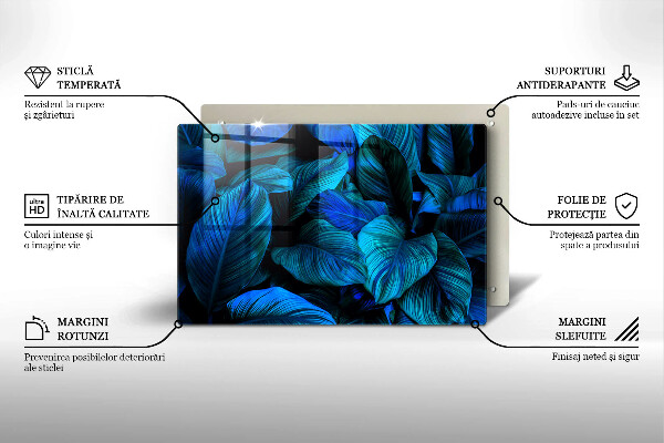 Steklena podloga za rezanje Listi vegetacije v džungli