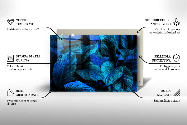Steklena podloga za rezanje Listi vegetacije v džungli