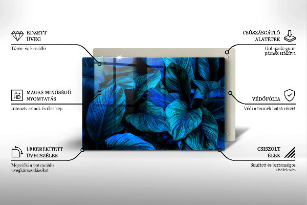 Steklena podloga za rezanje Listi vegetacije v džungli