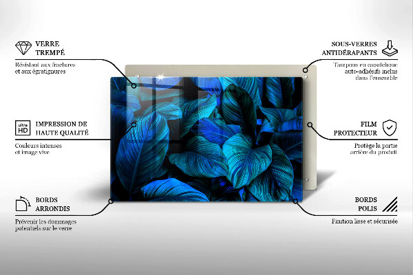 Steklena podloga za rezanje Listi vegetacije v džungli