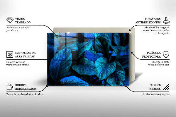 Steklena podloga za rezanje Listi vegetacije v džungli