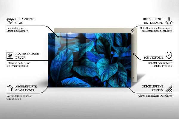 Steklena podloga za rezanje Listi vegetacije v džungli
