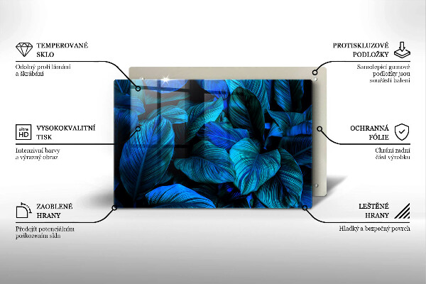 Steklena podloga za rezanje Listi vegetacije v džungli