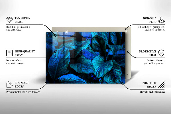 Steklena podloga za rezanje Listi vegetacije v džungli