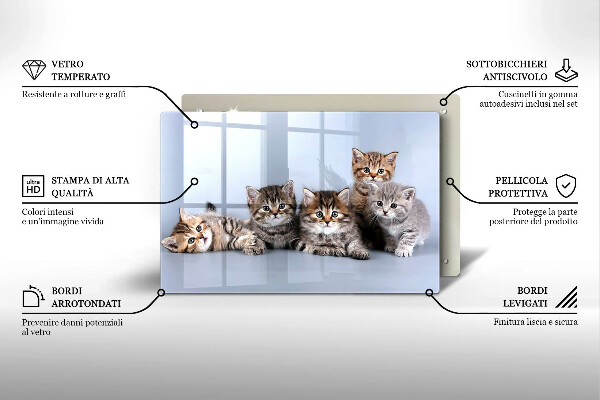 Steklena podloga za rezanje Sladki mali mucki