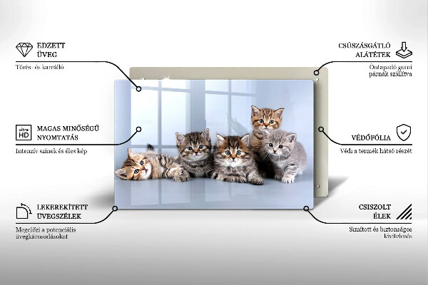 Steklena podloga za rezanje Sladki mali mucki