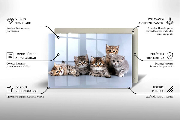 Steklena podloga za rezanje Sladki mali mucki