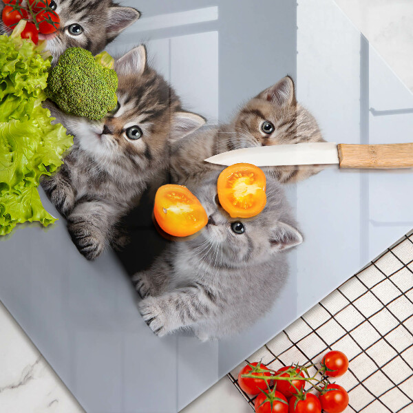 Steklena podloga za rezanje Sladki mali mucki