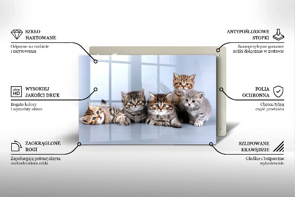 Steklena podloga za rezanje Sladki mali mucki