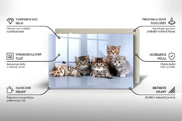 Steklena podloga za rezanje Sladki mali mucki