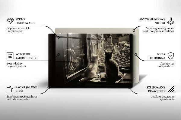 Steklena podloga za rezanje Mačje mesto in okno