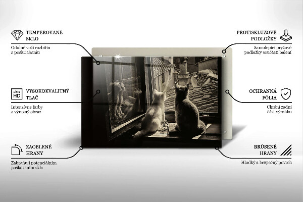 Steklena podloga za rezanje Mačje mesto in okno