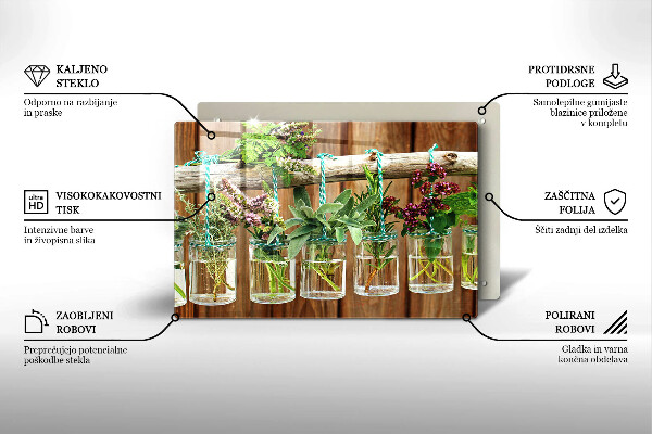 Steklena podloga za rezanje Zelišča rastline vintage