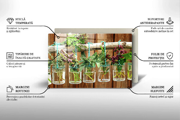 Steklena podloga za rezanje Zelišča rastline vintage