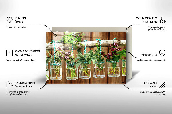 Steklena podloga za rezanje Zelišča rastline vintage