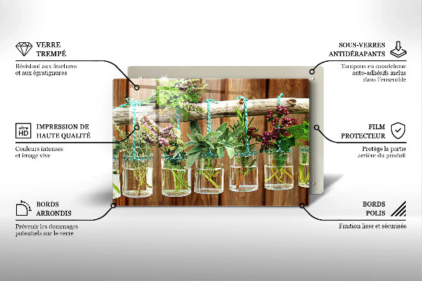 Steklena podloga za rezanje Zelišča rastline vintage