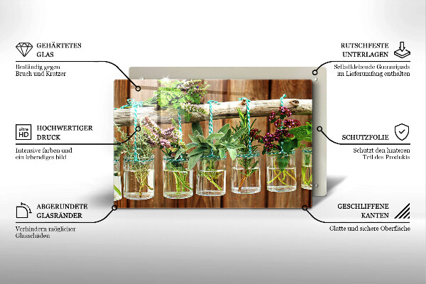 Steklena podloga za rezanje Zelišča rastline vintage