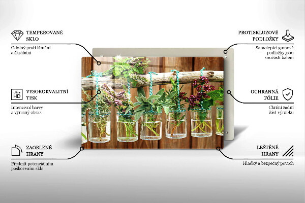 Steklena podloga za rezanje Zelišča rastline vintage
