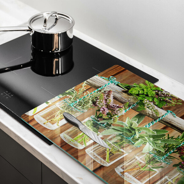 Steklena podloga za rezanje Zelišča rastline vintage