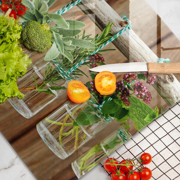 Steklena podloga za rezanje Zelišča rastline vintage