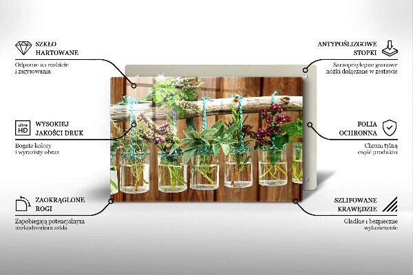 Steklena podloga za rezanje Zelišča rastline vintage