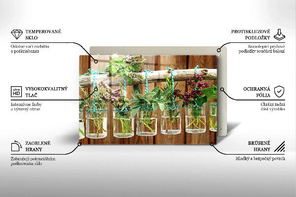 Steklena podloga za rezanje Zelišča rastline vintage