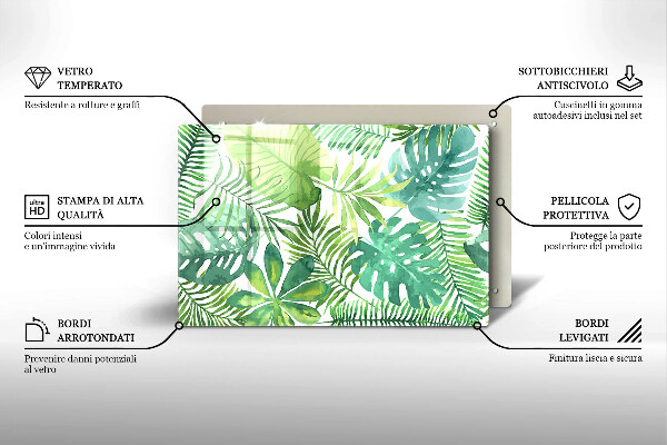 Steklena podloga za rezanje Akvarelni boho listi