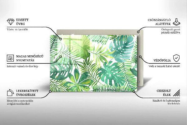 Steklena podloga za rezanje Akvarelni boho listi