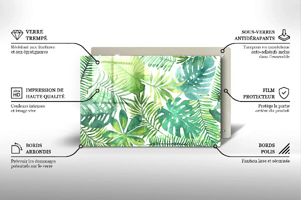 Steklena podloga za rezanje Akvarelni boho listi