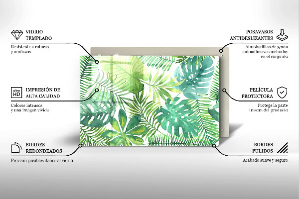 Steklena podloga za rezanje Akvarelni boho listi