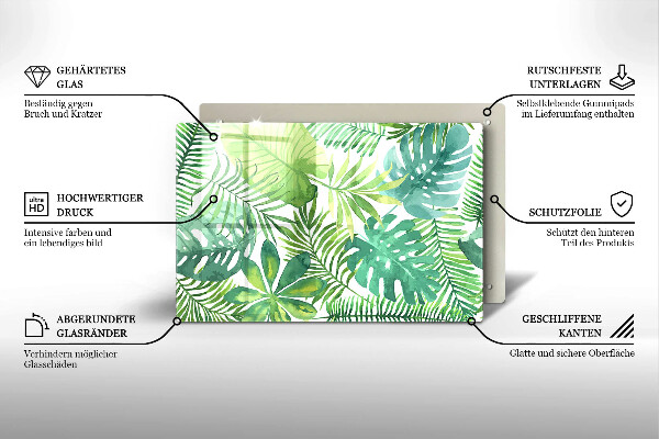 Steklena podloga za rezanje Akvarelni boho listi