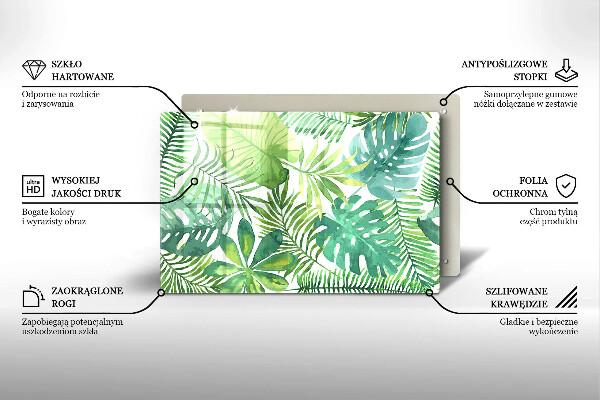 Steklena podloga za rezanje Akvarelni boho listi