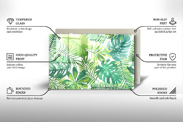 Steklena podloga za rezanje Akvarelni boho listi