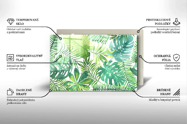 Steklena podloga za rezanje Akvarelni boho listi