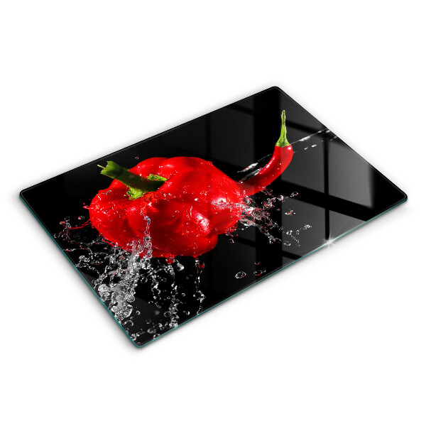 Steklena podloga za rezanje Rdeča paprika v vodi