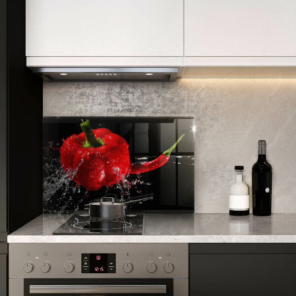 Steklena podloga za rezanje Rdeča paprika v vodi